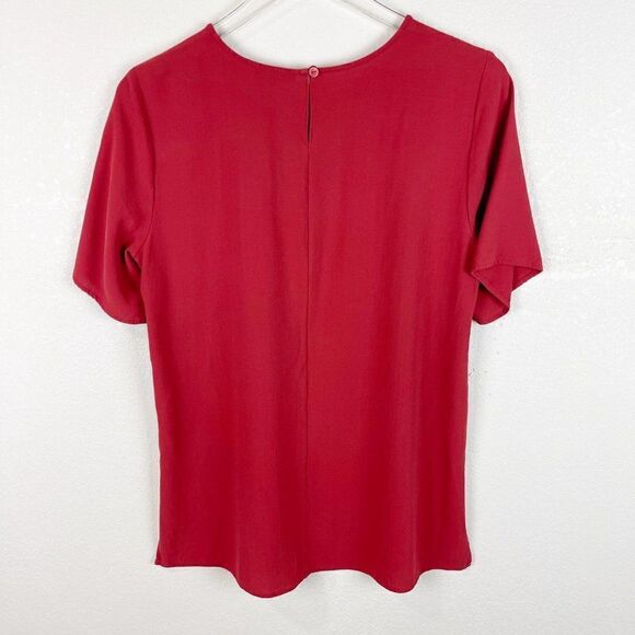 Eileen Fisher Burnt Orange Short Sleeve Silk Pop Over Blouse Top Small - Picture 6 of 7